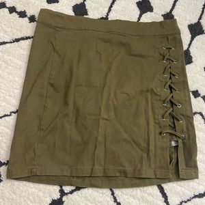 Olive green mini skirt